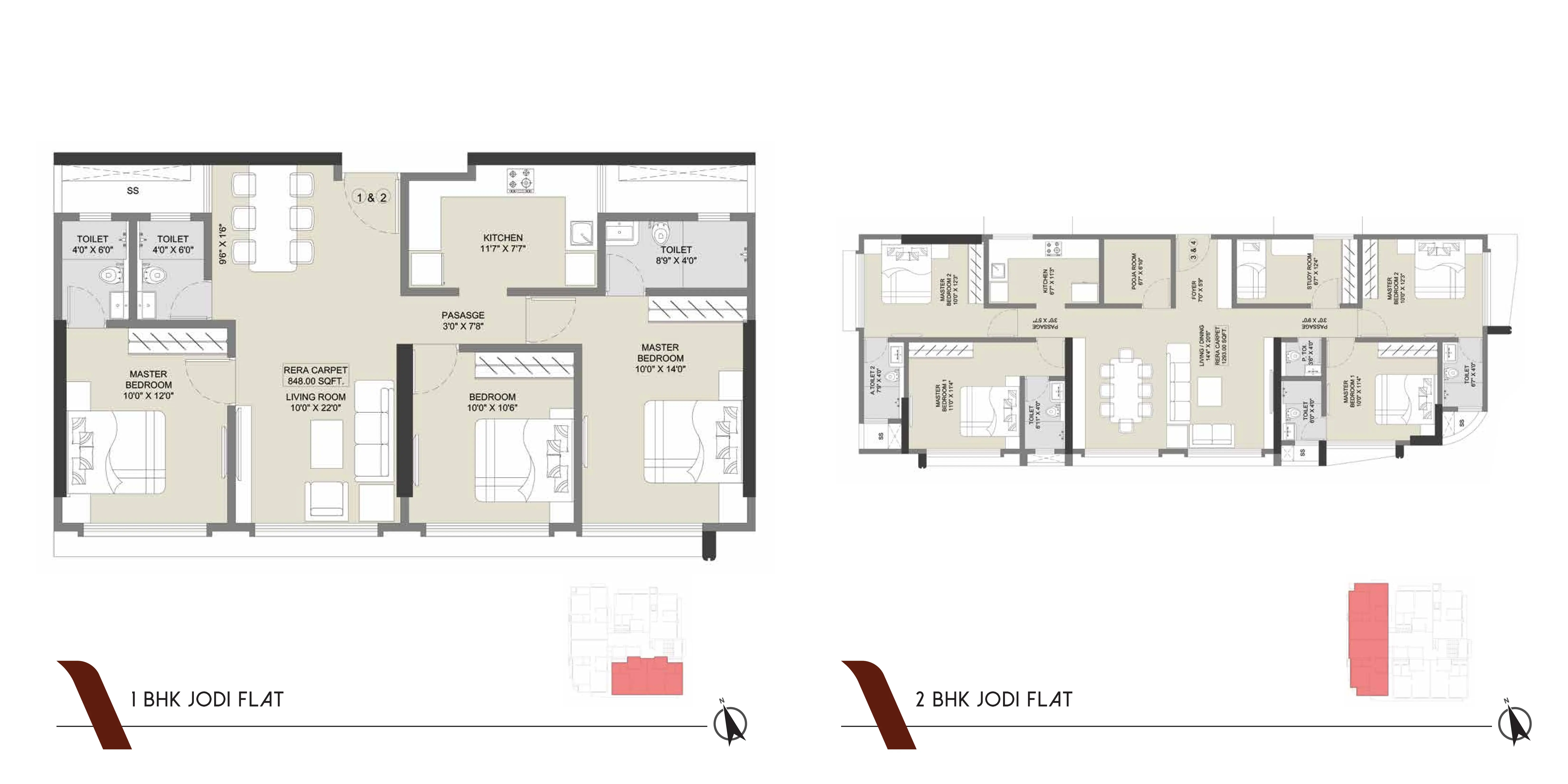 Vue Dotom 2 bhk floorplan